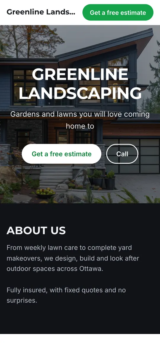 The same website on a phone